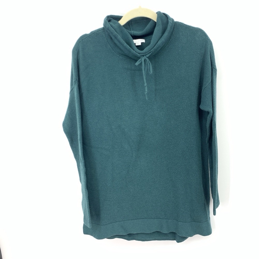 J Jill Purejill Women Size Small Sweater Cowl Neck Pullover Top Green Cotton